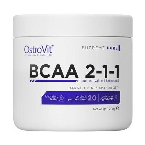 Аминокислоты OstroVit Supreme Pure BCAA 2-1-1 200 г без вкуса аминокислоты bcaa бцаа ostrovit supreme pure bcaa glutamine 200 г нейтральный