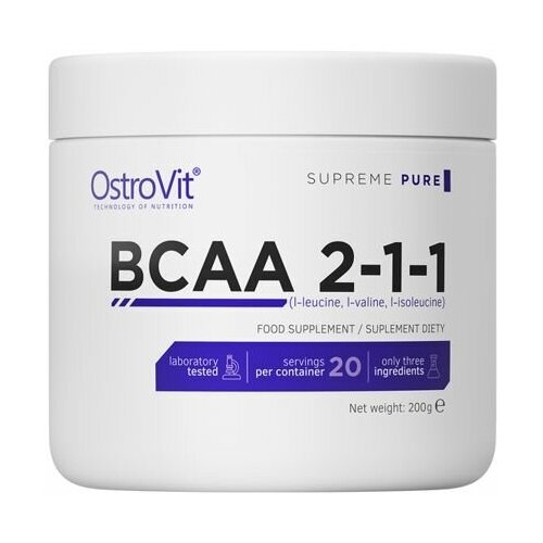 Аминокислоты OstroVit Supreme Pure BCAA 2-1-1 200 г без вкуса бцаа ostrovit bcaa 20 1 1 400 гр клубника