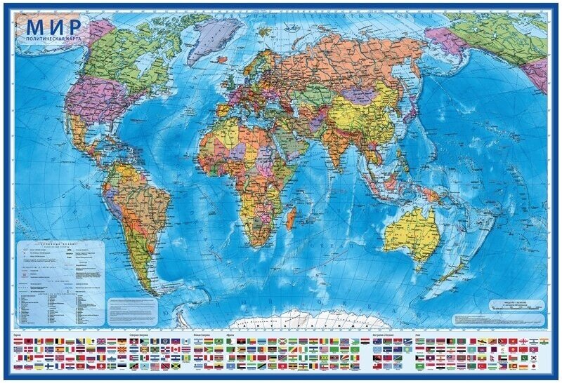 Карта политическая Globen "Мир", 1:32 млн, 1010х700 мм, интерактивная, с ламинацией, европодвес