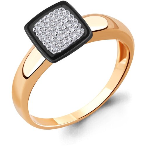 фото Кольцо diamant online, серебро, 925 проба, золочение, кристалл, керамика, размер 19