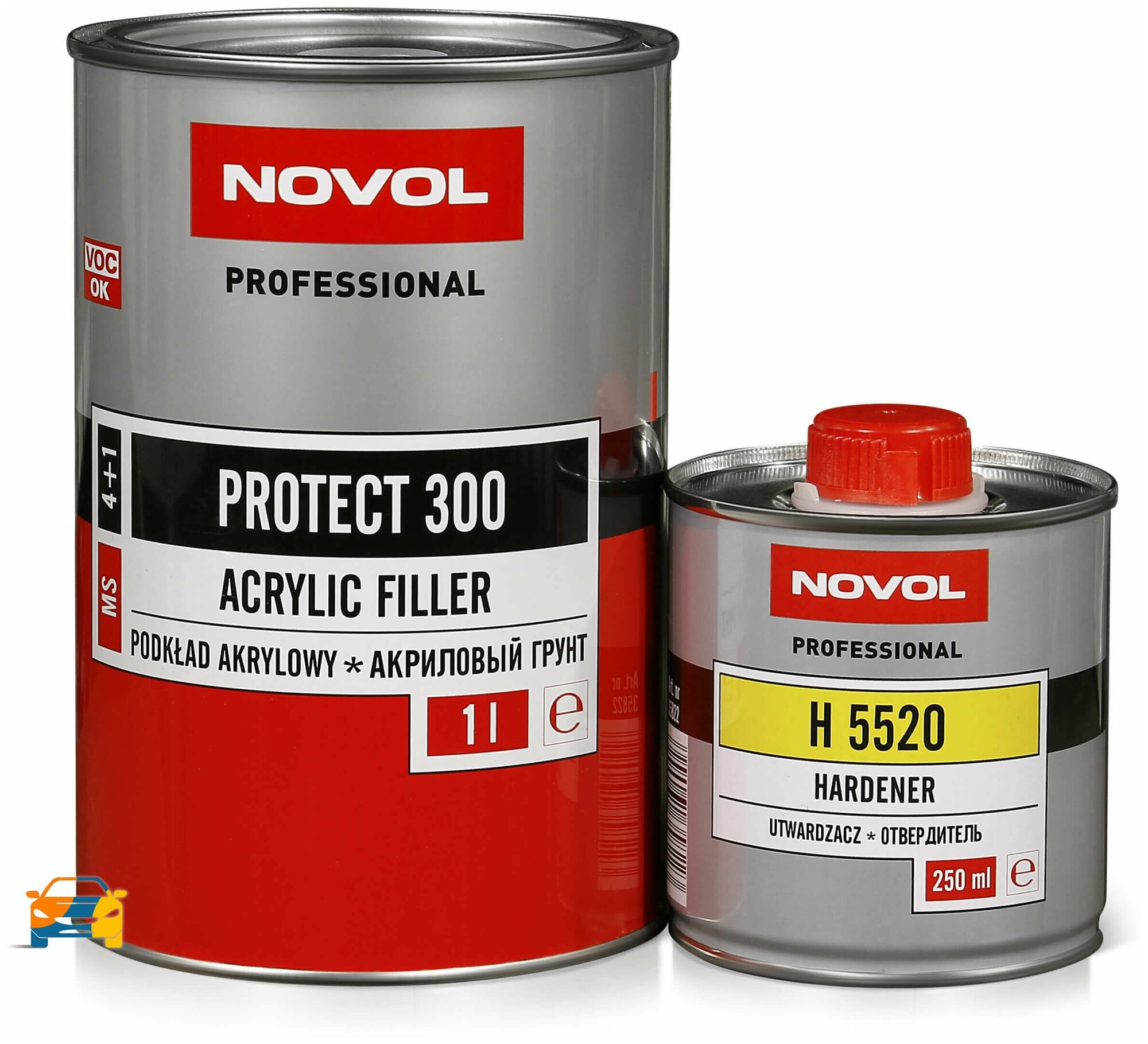 Грунт NOVOL PROTECT 300 MS 4+1 1л.+0,25 мл. отвердитель Н5520, серый