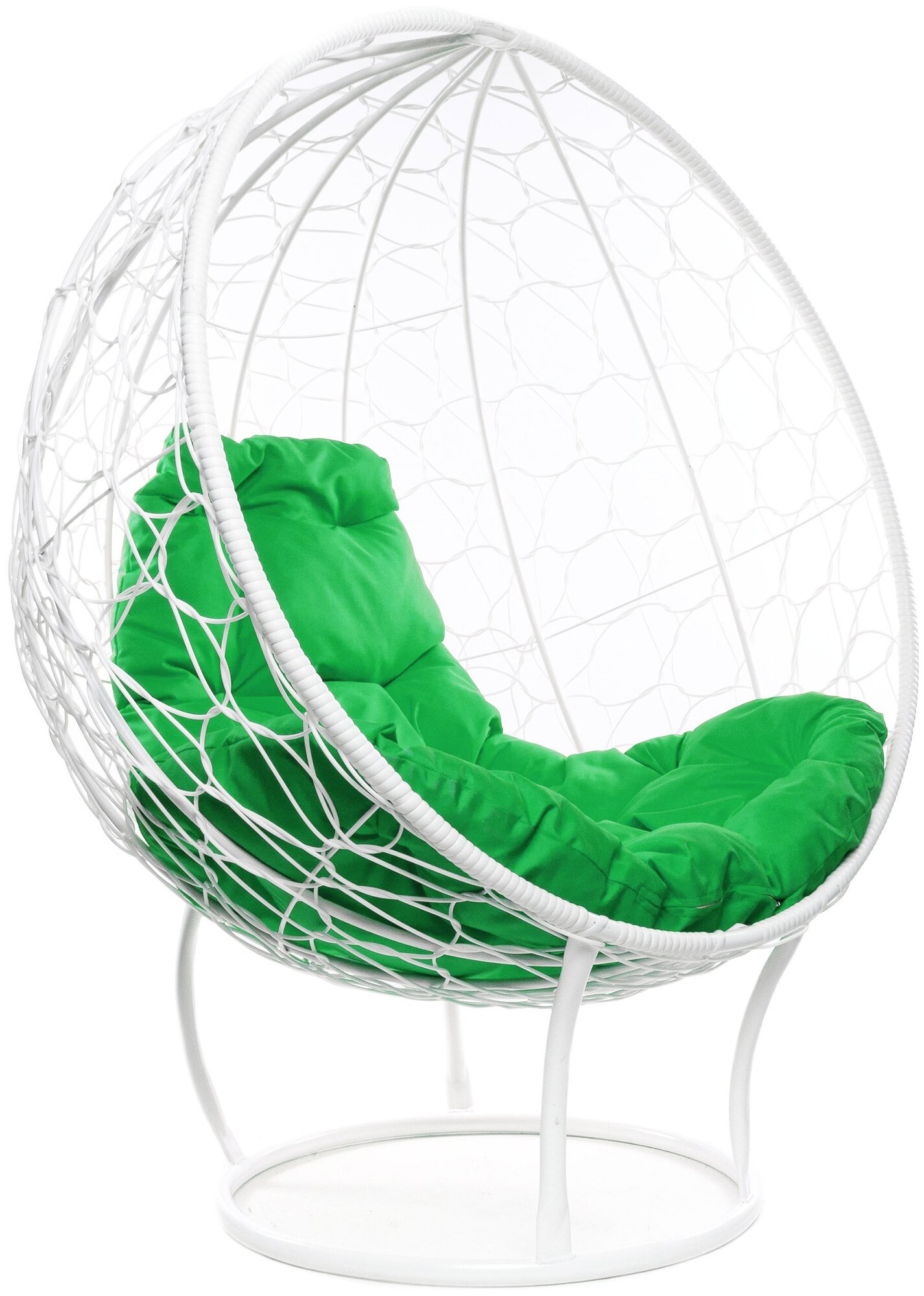 Кресло m-group круг на подставке ротанг белое, зелёная подушка - фотография № 5