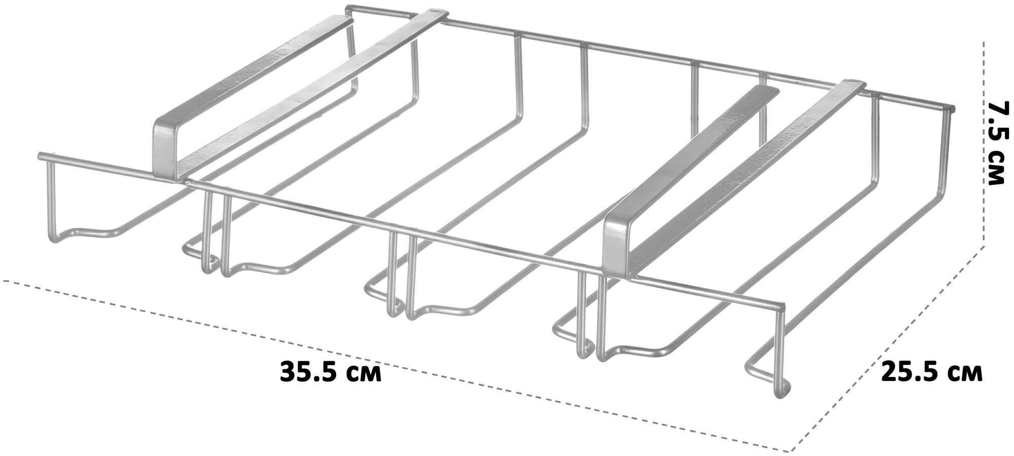 Держатель для бокалов подвесной 35,5х25,5х7,5 см "Серебристый"