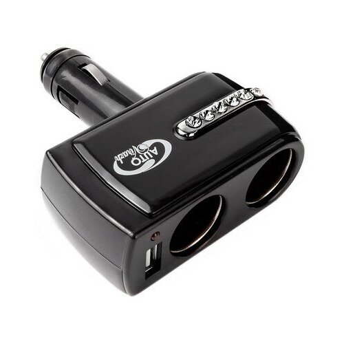 Разветвитель прикуривателя Autovirazh 1000 мА, 12/ 24 В, на 2 устройства +1 USB 5V