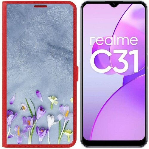 Чехол-книжка Krutoff Eco Book для Realme C31 Цветочное настроение (красный) eco book для realme c31 красный 391442