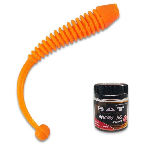 Cиликоновые приманки для рыбалки микроджиг ВАТ ZON worm 50мм, аромат: краб, цвет: оранжевый, 8 шт.