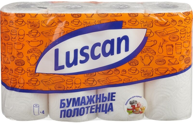 Полотенца бумажные LUSCAN 2-сл, с тиснением, 4рул./уп