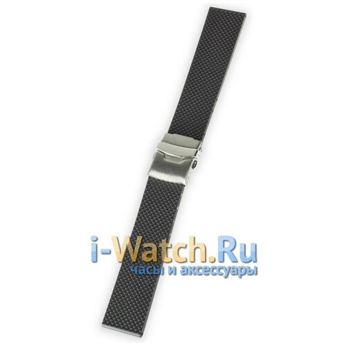 Ремешок Bonetto Cinturini, фактура тиснение, матовая, размер 22/20 M, черный