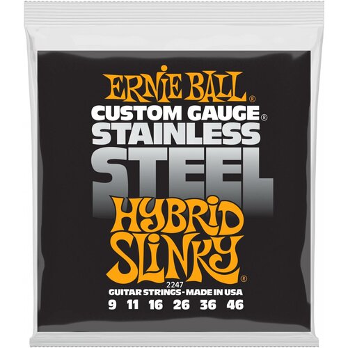 Ernie Ball 2247 Stainless Steel - Струны для электрогитары, Hybrid Slinky (9-46) струны для гитары для электрогитары комплект из 6 струн стальные ernie ball 2247 m steel hybrid slinky 9 46