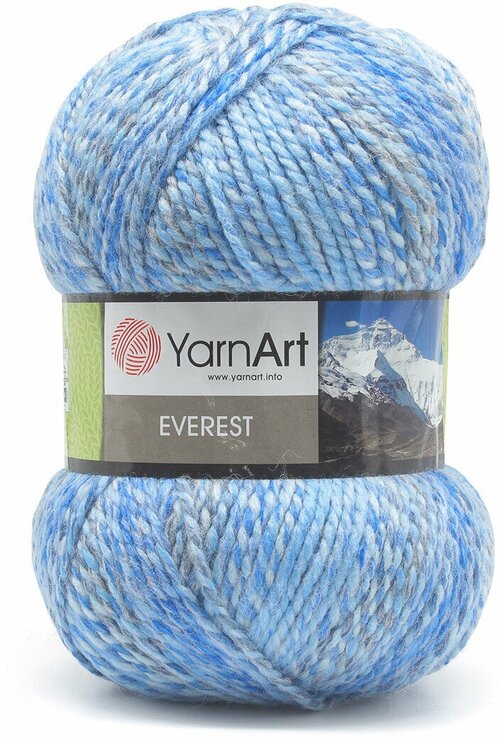 Пряжа YarnArt Everest, 30% шерсть, 70% акрил, вес мотка 200 гр, длина нити 320 м , цвет 7021 меланж голубой, 1 шт в упаковке