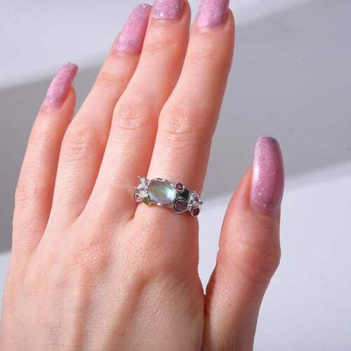Кольцо Queen Fair, искусственный камень, безразмерное, фиолетовый серьги бижутерный сплав искусственный камень голубой серебряный