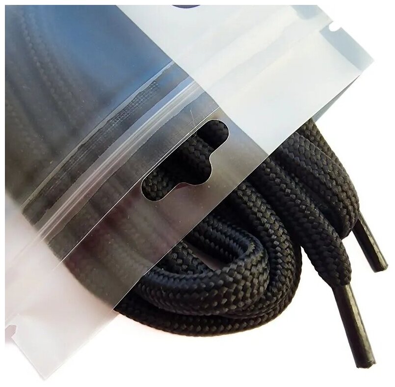 Шнурки LENKO широкие черные круглые 100 см, 7 мм