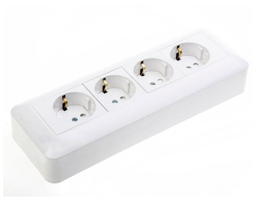 Розетка 4-местная ОП Прима 16А IP20 250В с заземлением защитные шторки белый SCHNEIDER ELECTRIC RA16411MB (1 шт.)