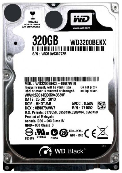 Жесткий диск Western Digital WD3200BEKX 320Gb 7200 SATAIII 2,5" HDD