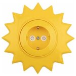 Розетка одноместная KRANZ HAPPY Солнце скрытой установки с заземлением и защитными шторками, желтая - изображение