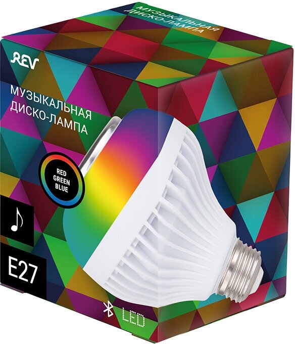 Лампочка светодиодная музыкальная мультиколор E27 RGB с Bluetooth динамиком и пультом ДУ в комплекте 10W, 13 режимов + диммер
