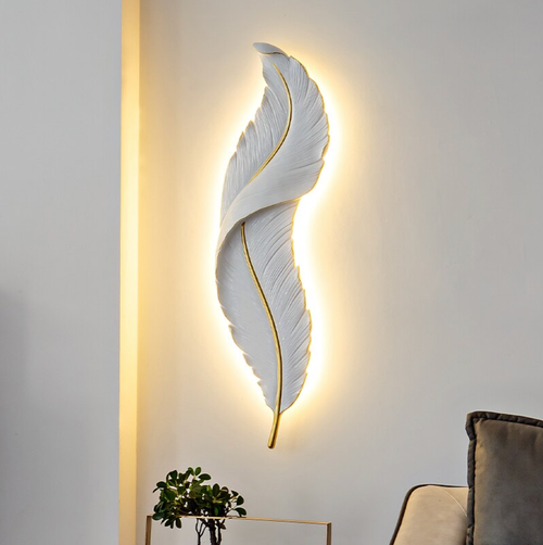 Светильник светодиодный настенный Plume белый с золотом, 86x25 см