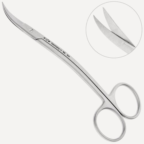 Изображение товара Ножницы хирургические двойной изгиб, зубчатая поверность, La Grange, 13,5см, 19-8*