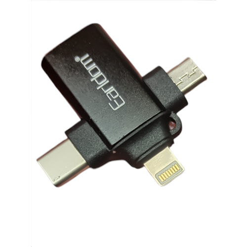 переходник адаптер earldom et ot61 type c usb черный Переходник Earldom с USB на Lightning, Type-C, Micro USB