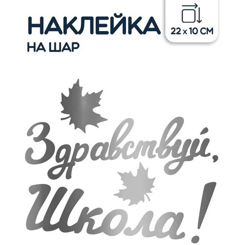 Наклейка на воздушный шар Riota Здравствуй, Школа, 22х10 см, серебристый, 1 шт