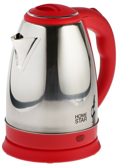 Чайник электрический Homestar HS-1028, металл, 1.8 л, 1500 Вт, серебристо-красный