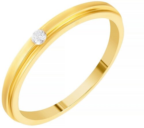 Кольцо JV, желтое золото, 585 проба, бриллиант, размер 20.25