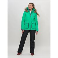 Куртка MTFORCE зимняя, средней длины, силуэт полуприлегающий, карманы, капюшон, манжеты, подкладка, ветрозащитная, съемный мех, размер S, зеленый
