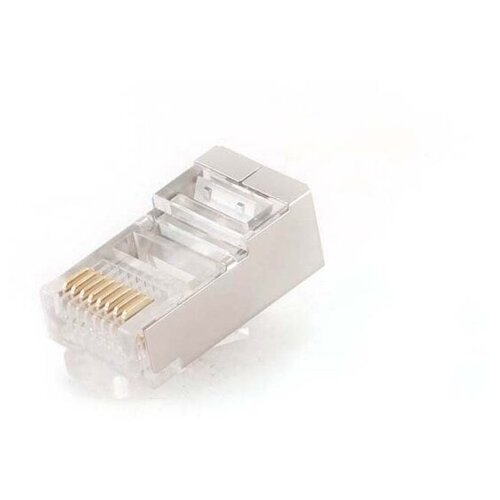 Вилка RJ-45 8P8C PLUG5SP/10 универсальная кат.5e экранированная контакты 30 микрон 10 шт.