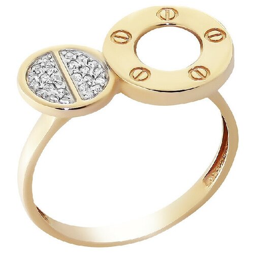 фото Кольцо corona, красное золото, 585 проба, фианит, размер 18.5, золотой, красный