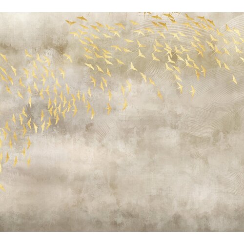 Моющиеся виниловые фотообои GrandPiK Золотые птицы, 300х270 см
