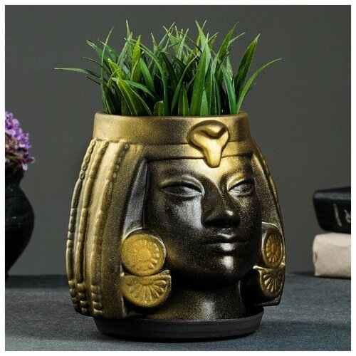 Горшок - органайзер Клеопатра черный с золотом 16л 16х17х16см 1399₽