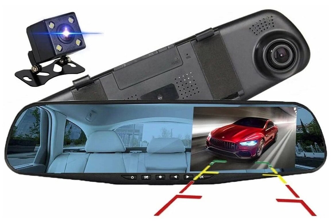Видеорегистратор JBH Автомобильный видеорегистратор - зеркало заднего вида с 2-мя камерами JBH PN10 2 камеры