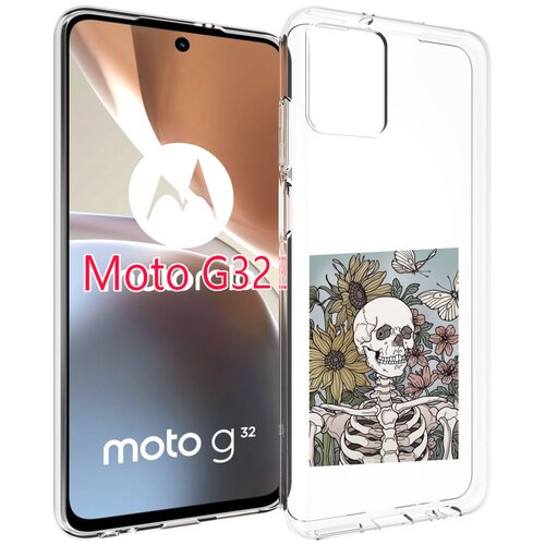 Чехол MyPads скелетик с подсолнухами для Motorola Moto G32 задняя-панель-накладка-бампер чехол mypads скелетик с подсолнухами для motorola moto g5s xt1799 2 задняя панель накладка бампер