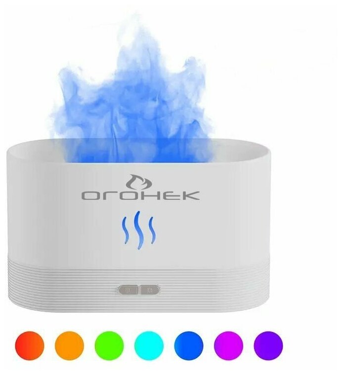 Увлажнитель воздуха Огонек, с подсветкой RGB и эффектом пламени, белый - фотография № 6