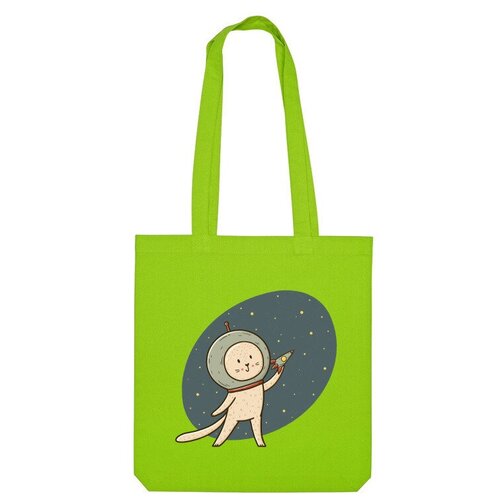 Сумка шоппер Us Basic, зеленый сумка милый кот космонавт подарок любителю космоса бежевый