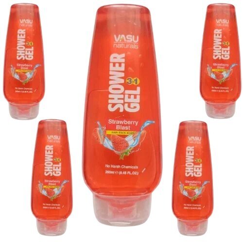 Trichup гель для душа Активный Део + Клубничный взрыв (Vasu Shower Gel Strawberry),250мл - 5 шт