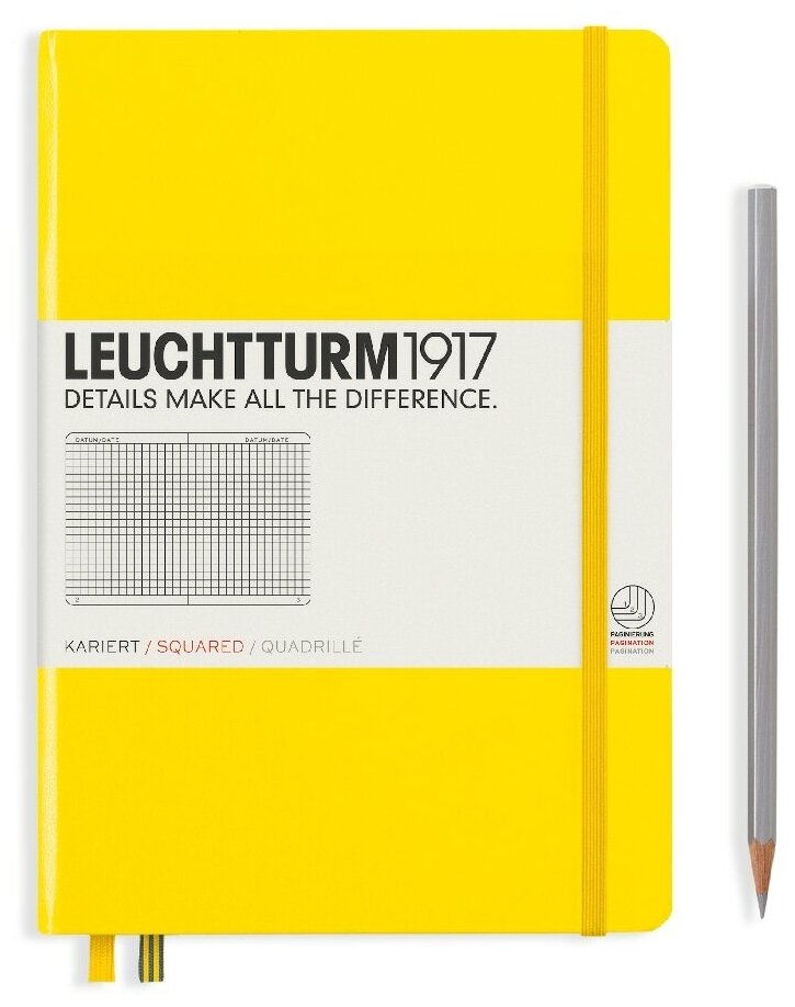 Записная книжка Leuchtturm A5 (в клетку), лимонная