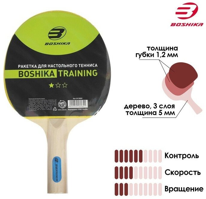 Ракетка для настольного тенниса BOSHIKA Training, 1 звезда