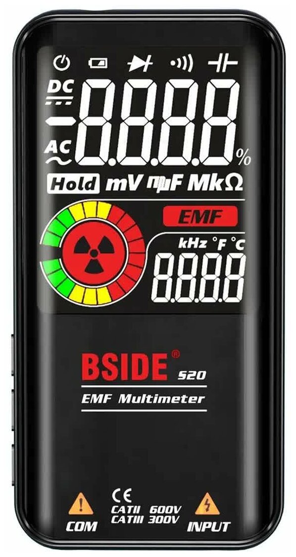 Мультиметр цифровой BSIDE S20, 064-0003, с цветным дисплеем и встроенным аккумулятором