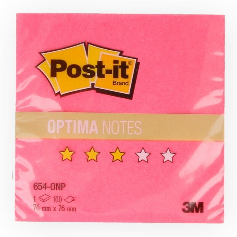 3M Бумага для заметок с липким слоем POST-IT OPTIMA ( 76 x 76 мм) 100 л. Лето, маковый неон 654-ONP