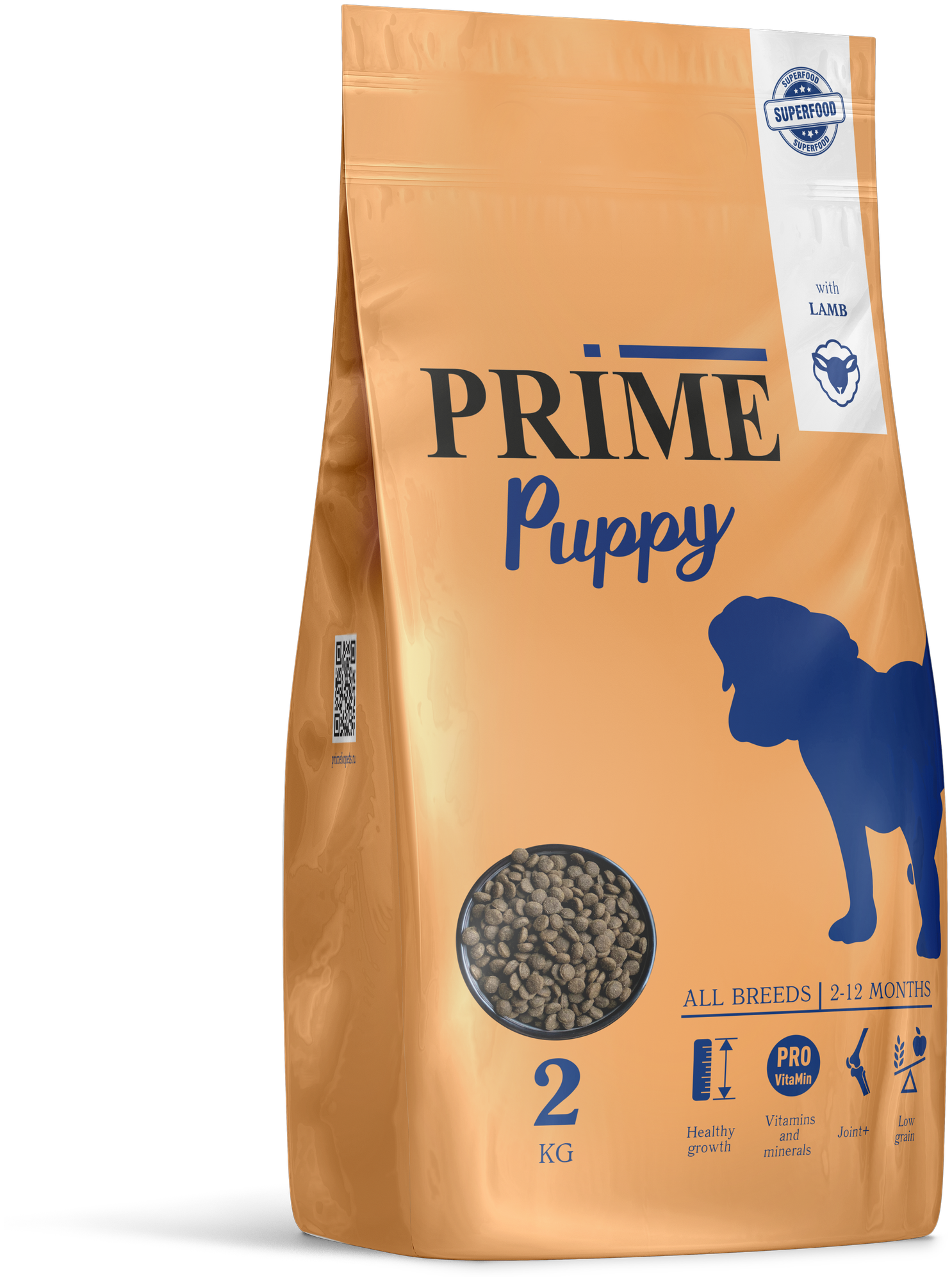 Сухой корм для щенков всех пород Prime Puppy, ягненок 2 кг