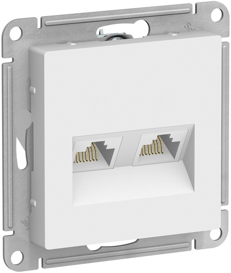 ATLASDESIGN ATN000185 розетка двойная компьютерная RJ45+RJ45, кат.5Е, механизм, белый