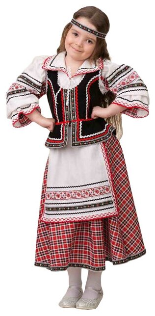 Батик Карнавальный костюм Национальный для девочки, красно-белый, рост 110 см 5600-110-56