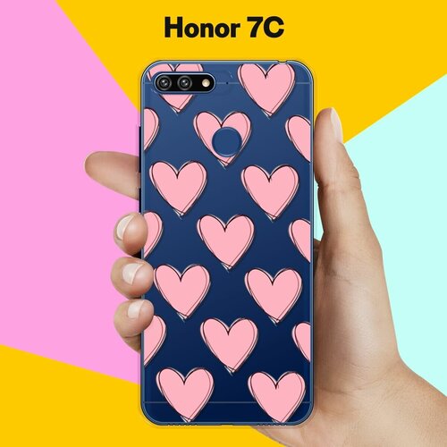 Силиконовый чехол Узор из сердец на Honor 7C силиконовый чехол узор из сердец на honor 20s