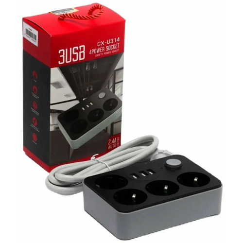 Розетка Сетевой фильтр с USB 4 розетки и 3 USB 1.8м сетевой фильтр sc4408 2 м 4 розетки 4 usb qc 3 0 с выключателями ка каждый розеток