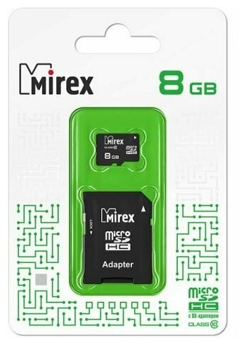 Карта памяти 8GB Mirex 13613-AD10SD08 microSDHC Class 10 (SD адаптер)