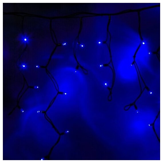 Светодиодная гирлянда "Бахрома" Neon-night 5.6х0.9 м, 240 синих светодиодов, постоянное свечение, черный каучуковый провод