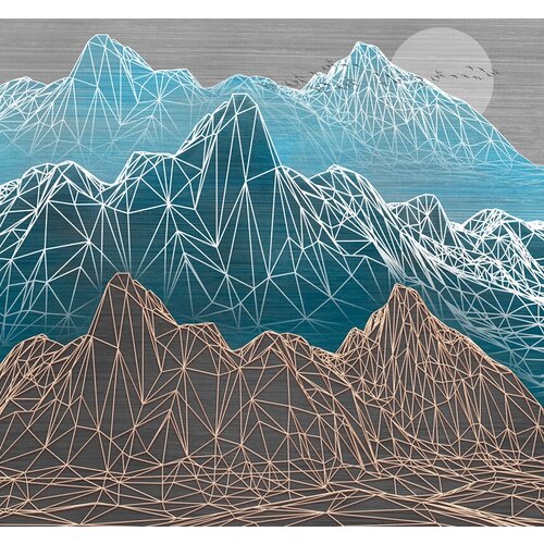 Моющиеся виниловые фотообои GrandPiK Графика. Разноцветные горы, 300х280 см
