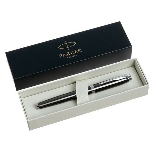 Parker Ручка перьевая Parker IM Core F321 Dark Espresso CT F, корпус из нержавеющей стали, синие чернила, В подарочном пакете