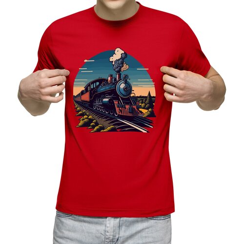 Мужская футболка «Поезд Железная дорога» (L, красный) мужская футболка паровоз поезд l красный